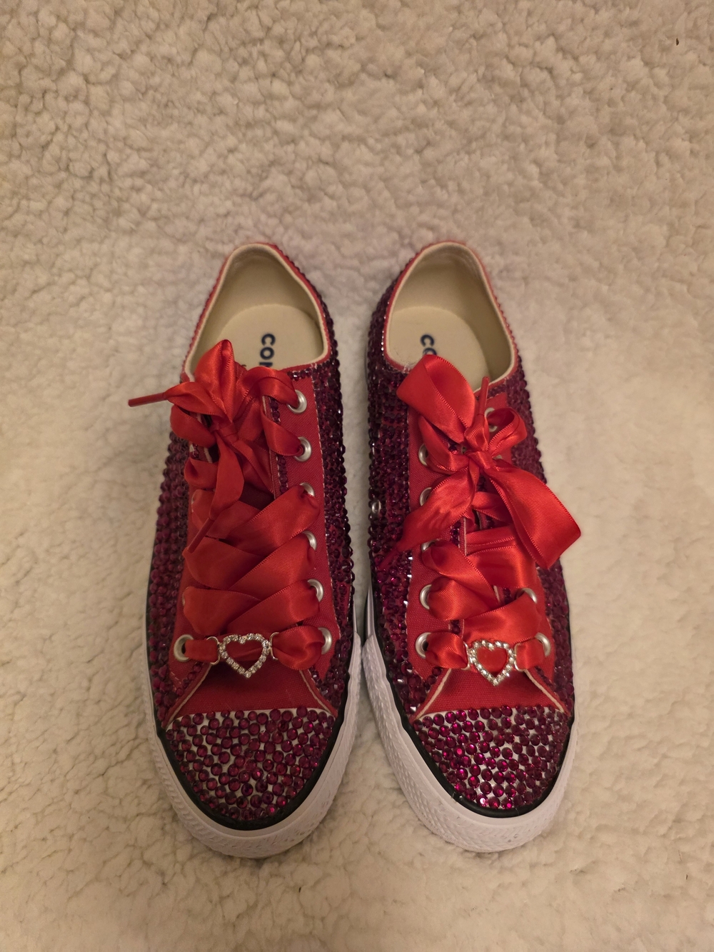 Converse Women's Red Crystal Ribbon Low-Top Sneakers